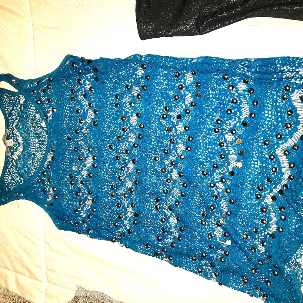 Charlotte Russe blue Lace/crochet  top